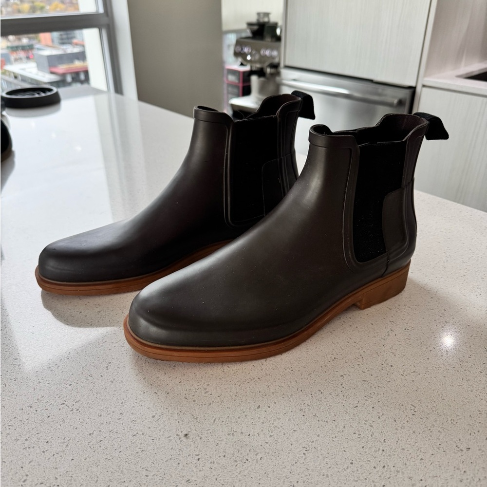 Men’s Hunter Rubber Chelsea Boots - Brown - US 12